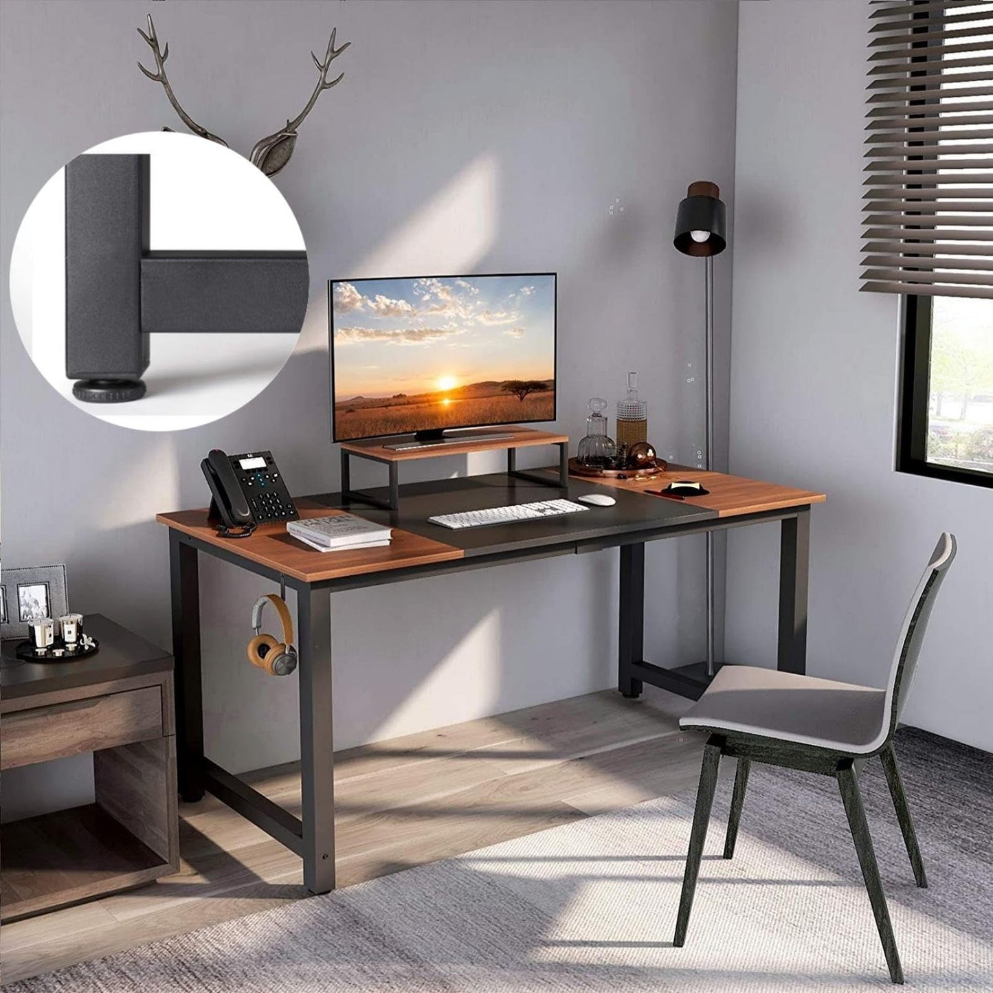 Escritorio de Oficina con Base para Monitor