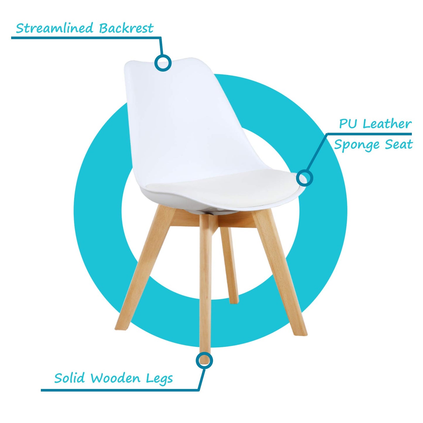 Juego de 2 sillas de comedor de estilo moderno - blanco