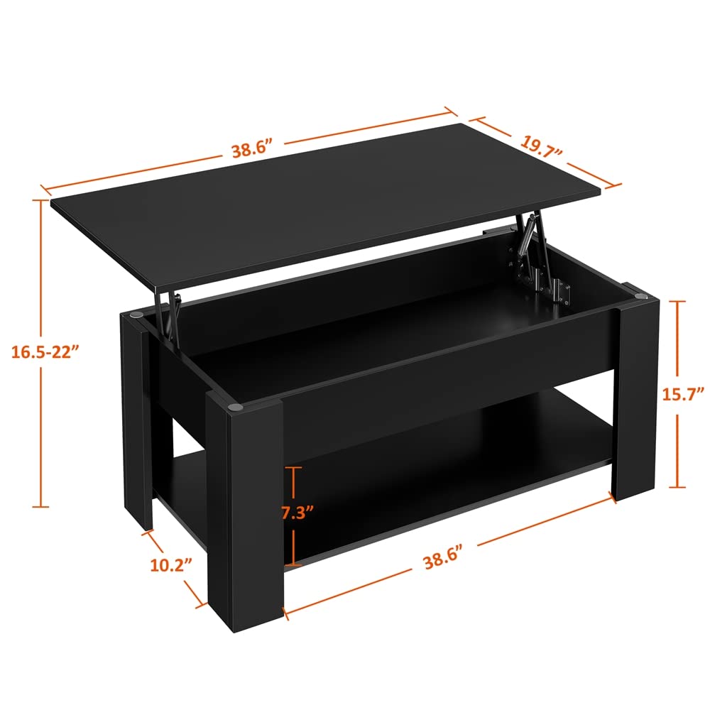 Mesa de centro con compartimento oculto - negro