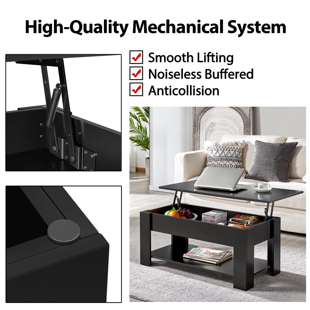 Mesa de centro con compartimento oculto - negro