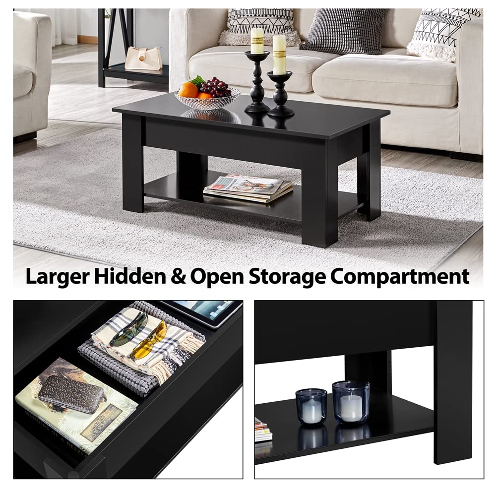 Mesa de centro con compartimento oculto - negro