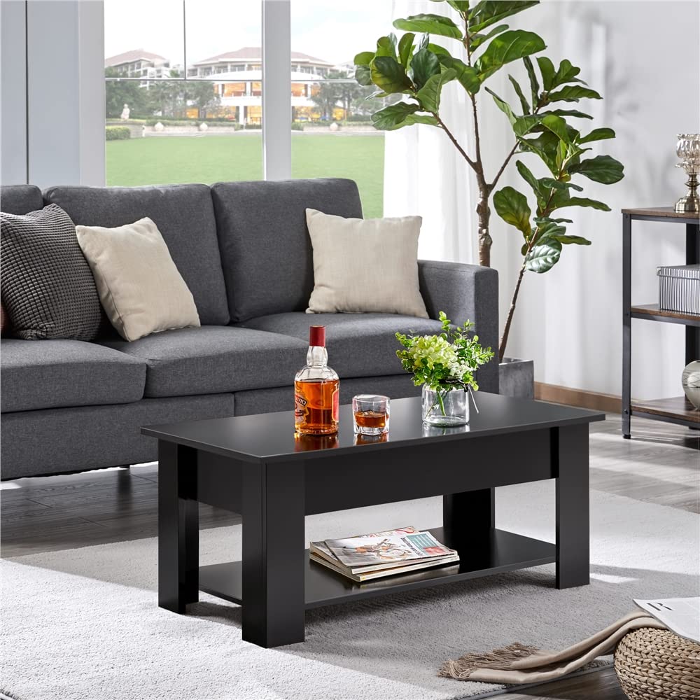 Mesa de centro con compartimento oculto - negro