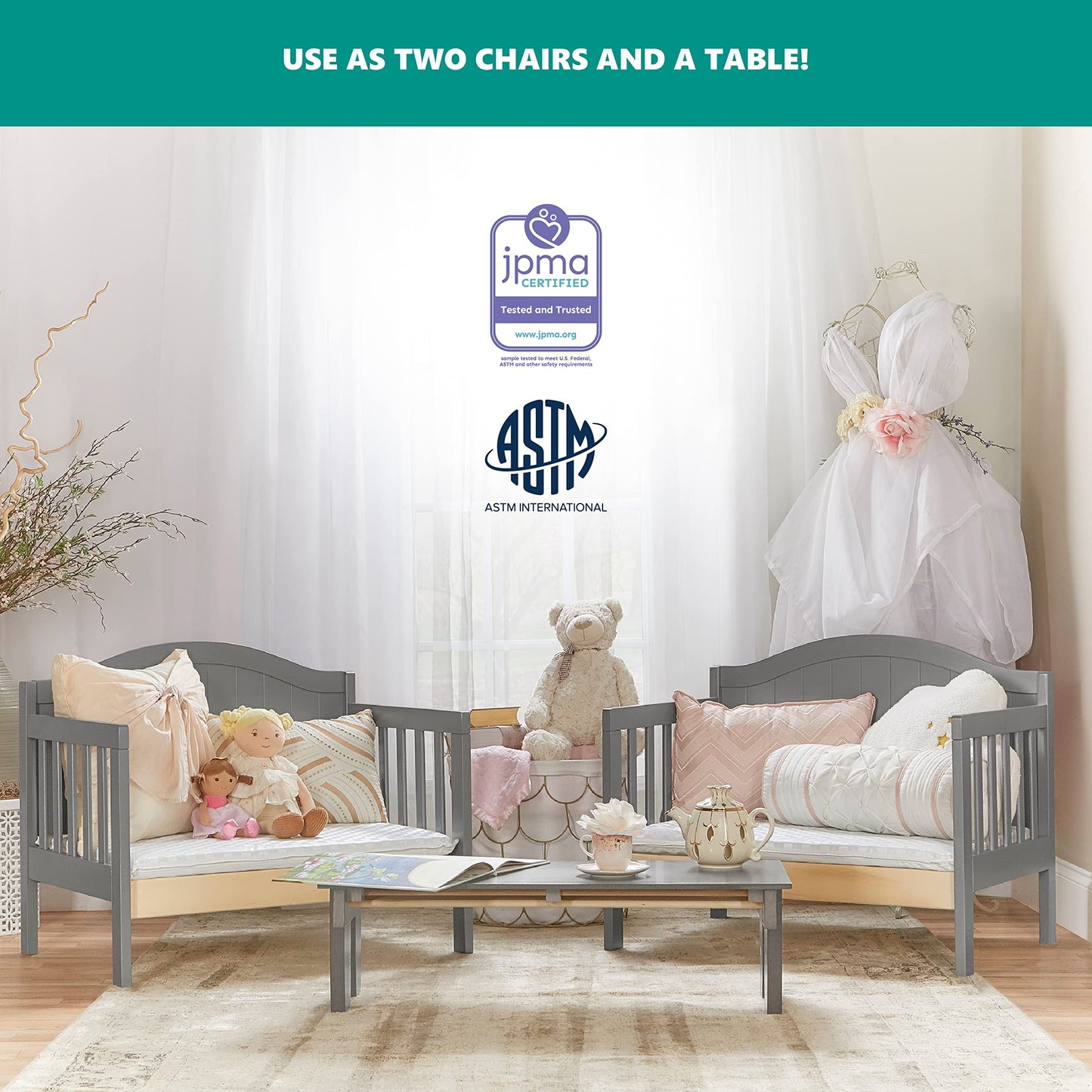 Cuna de madera - Gris Acero