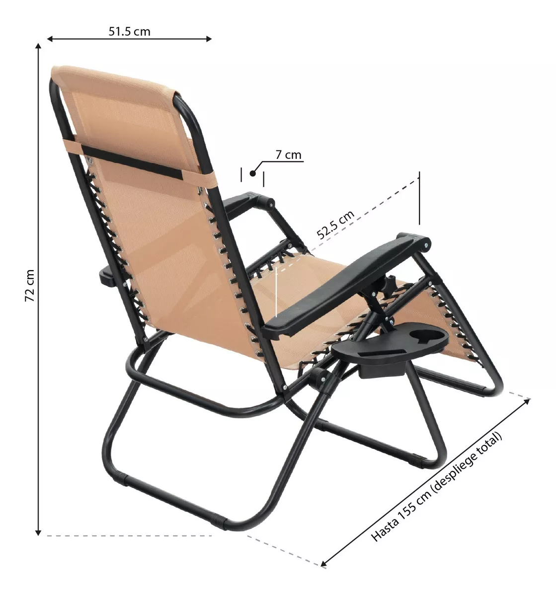 Silla Plegable Gravedad Cero Reclinable - beige