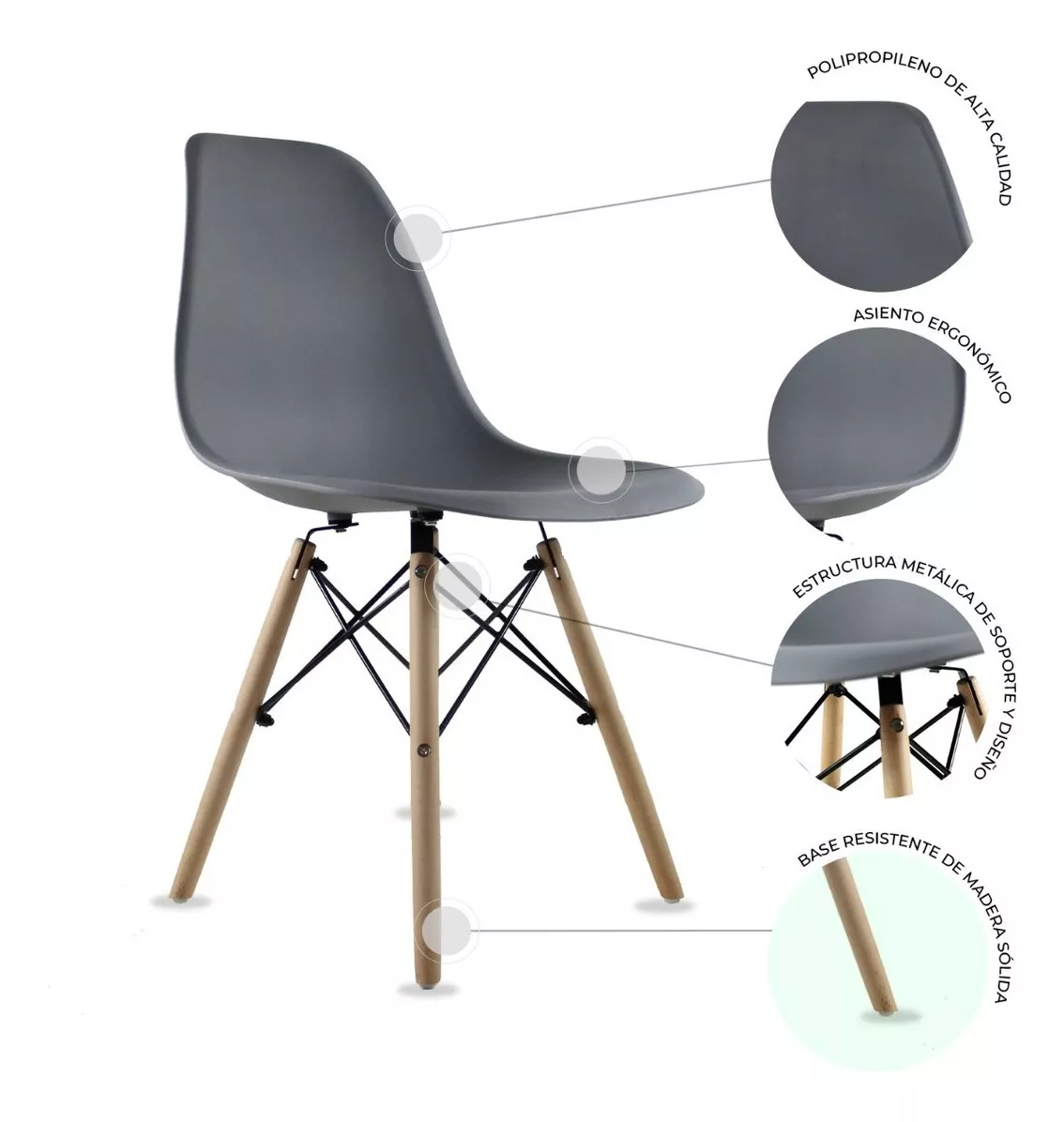 Comedor de 4 sillas - Gris