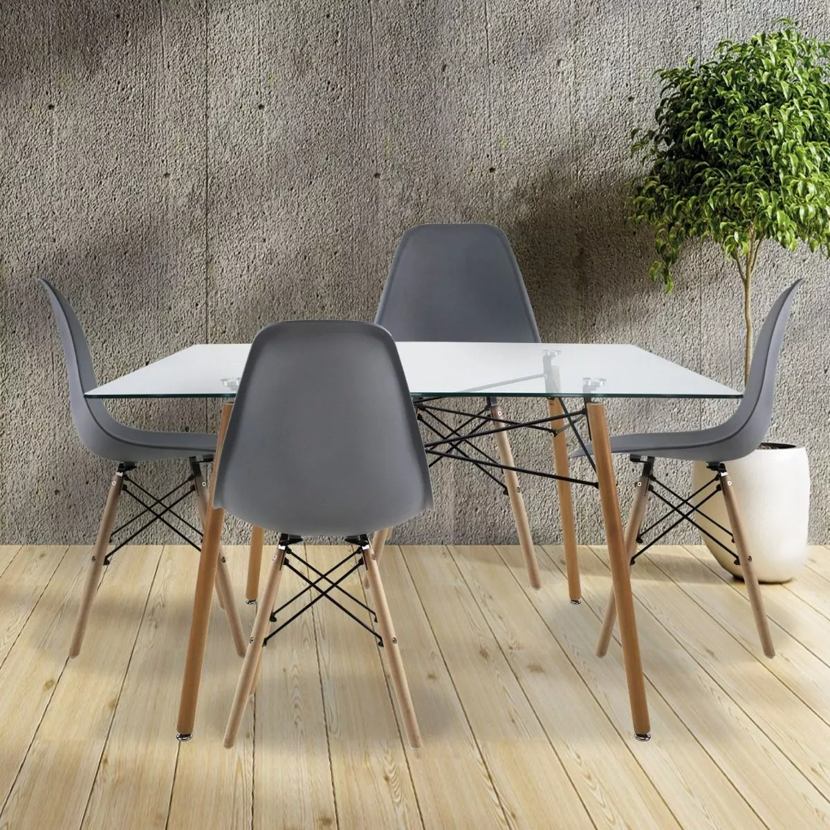 Comedor de 4 sillas - Gris