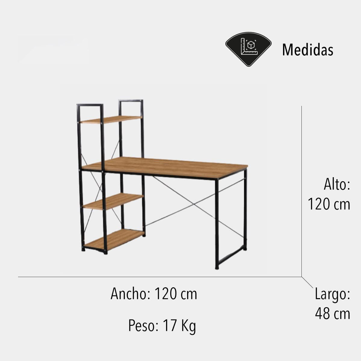 Escritorio Home oficina de Melamina con Repisa