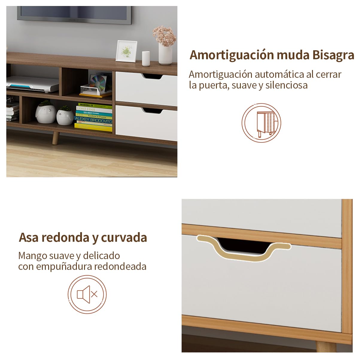 Mueble de TV con Estantes de Almacenamiento
