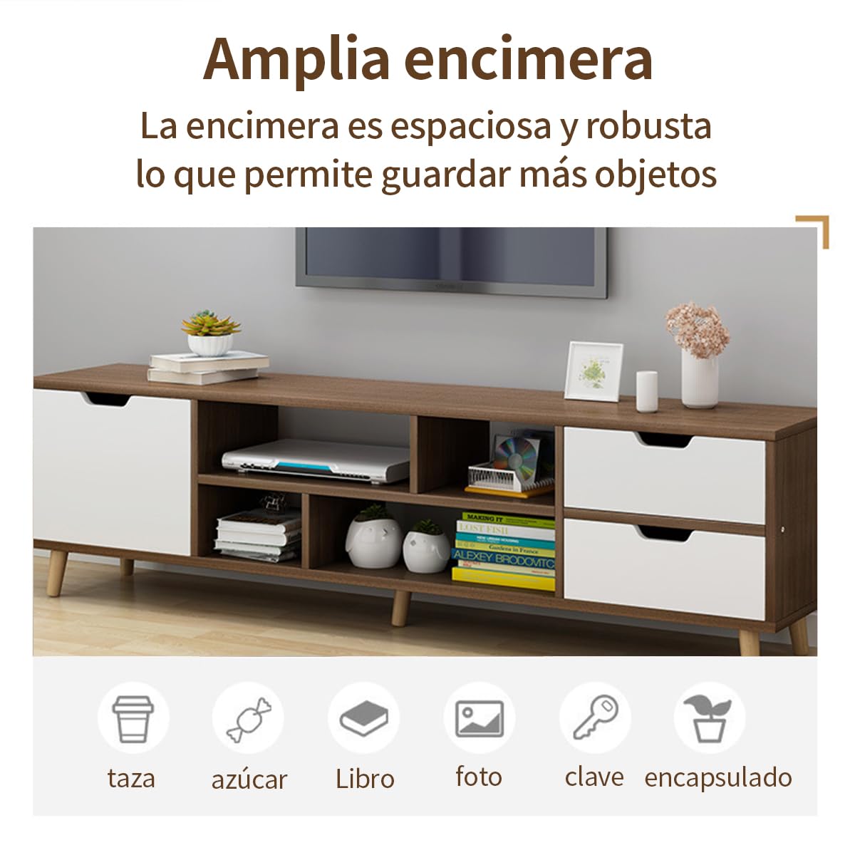 Mueble de TV con Estantes de Almacenamiento