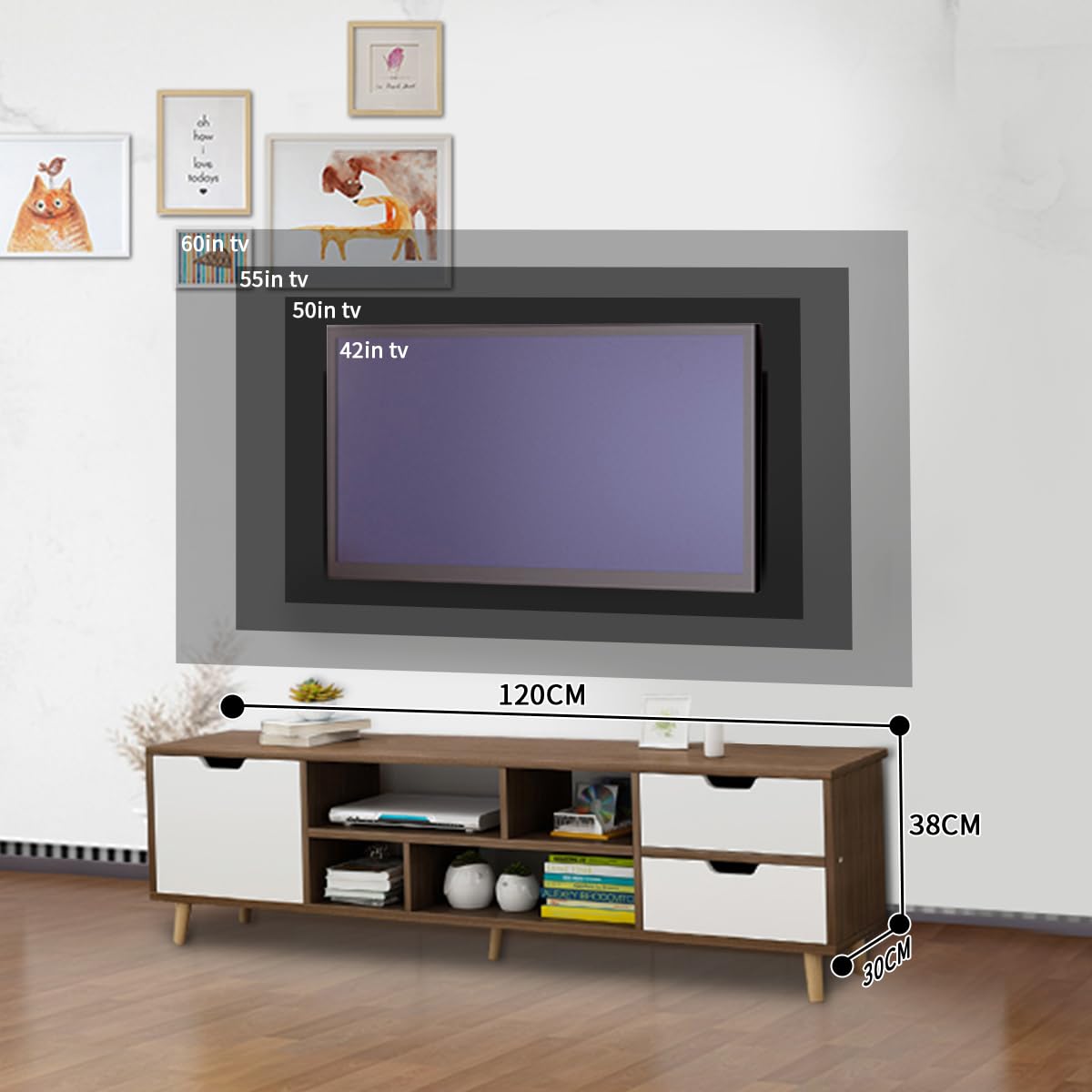 Mueble de TV con Estantes de Almacenamiento
