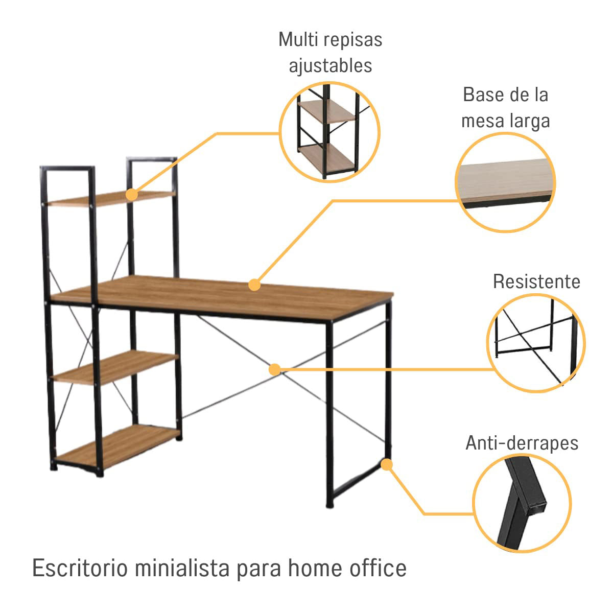 Escritorio Home oficina de Melamina con Repisa