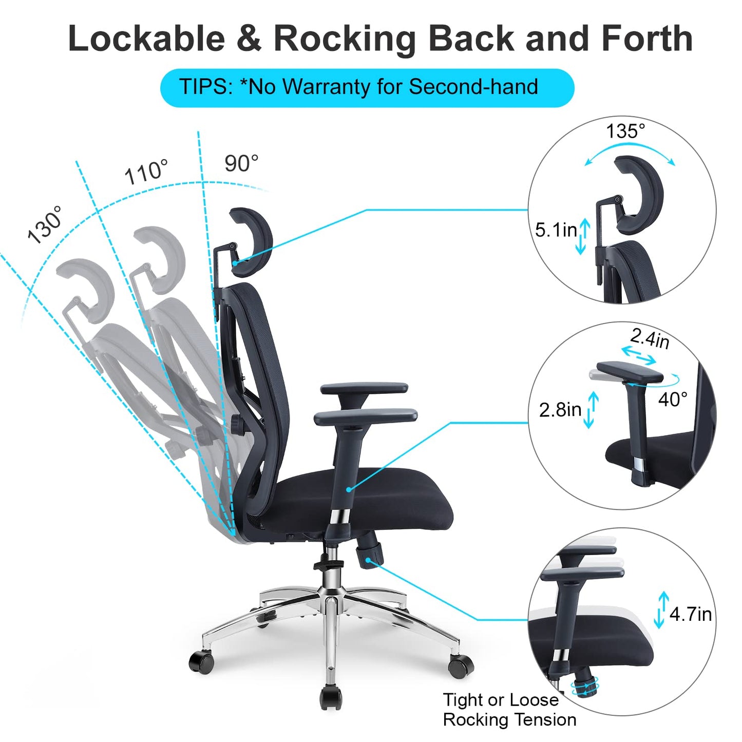 Silla de Oficina Ergonómica - Malla Mecedora