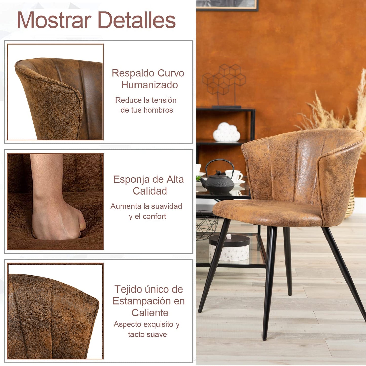 Juego de 2 Sillas de Comedor para la Cocina