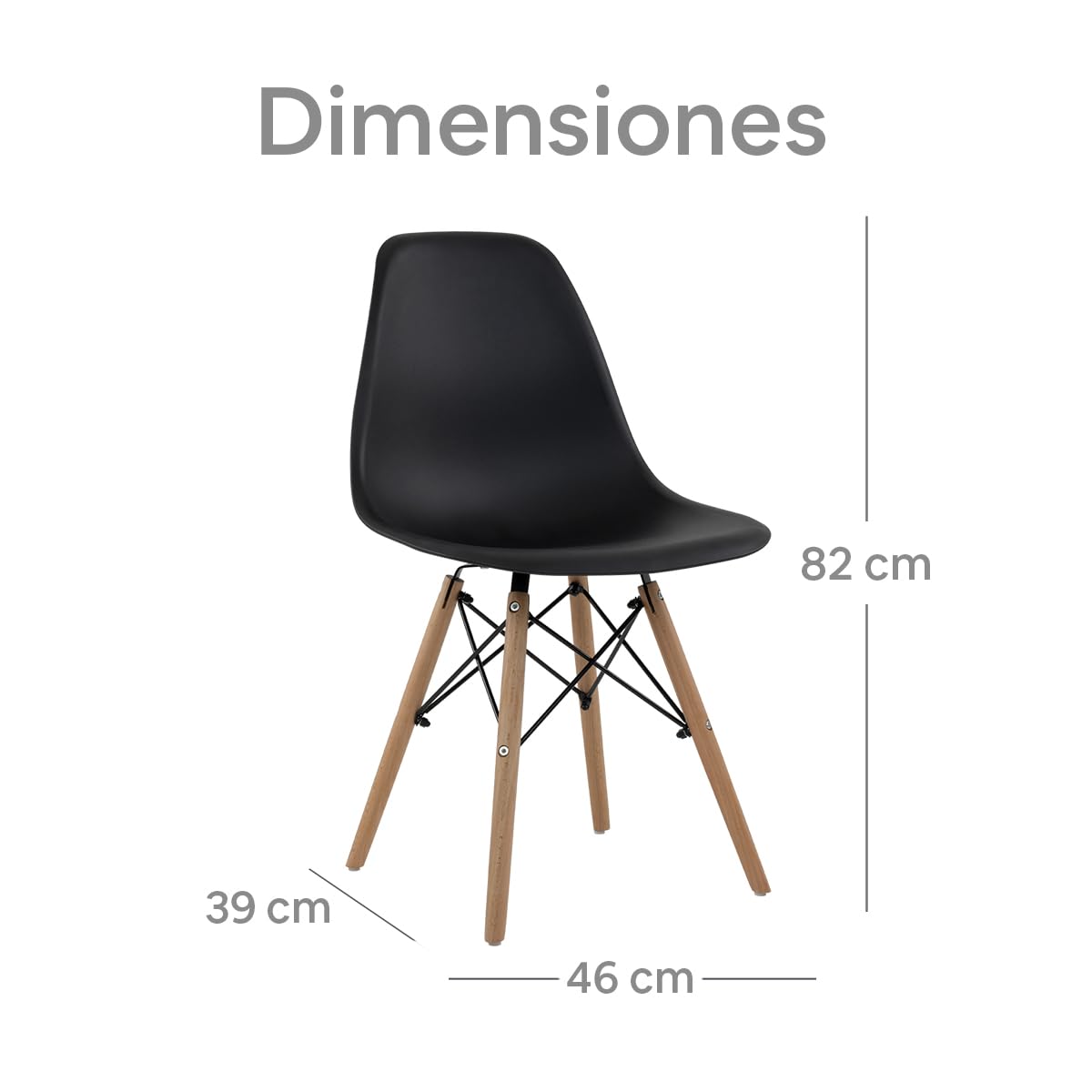 Sillas para comedor - Juego negro de 2 sillas