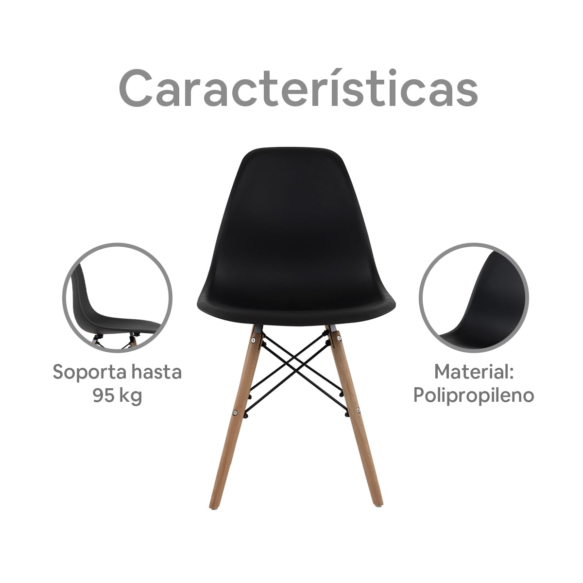 Sillas para comedor - Juego negro de 2 sillas