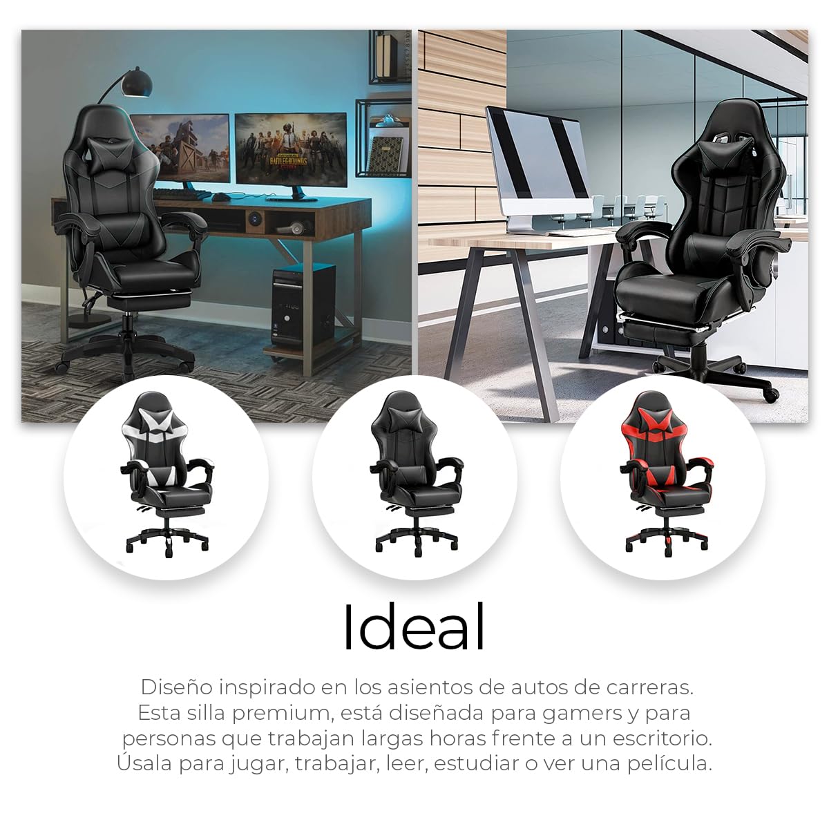 Silla Gamer - Soporta hasta 150Kg