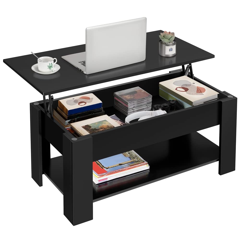 Mesa de centro con compartimento oculto - negro