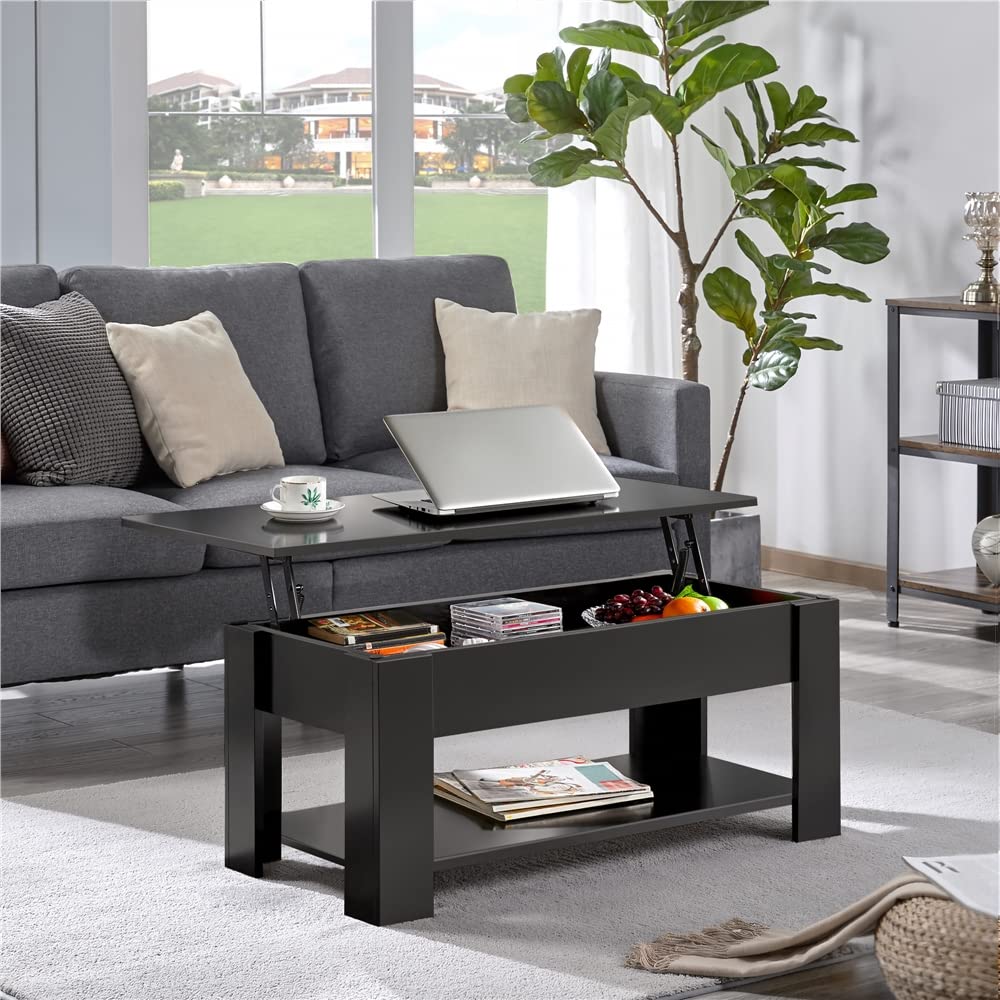 Mesa de centro con compartimento oculto - negro