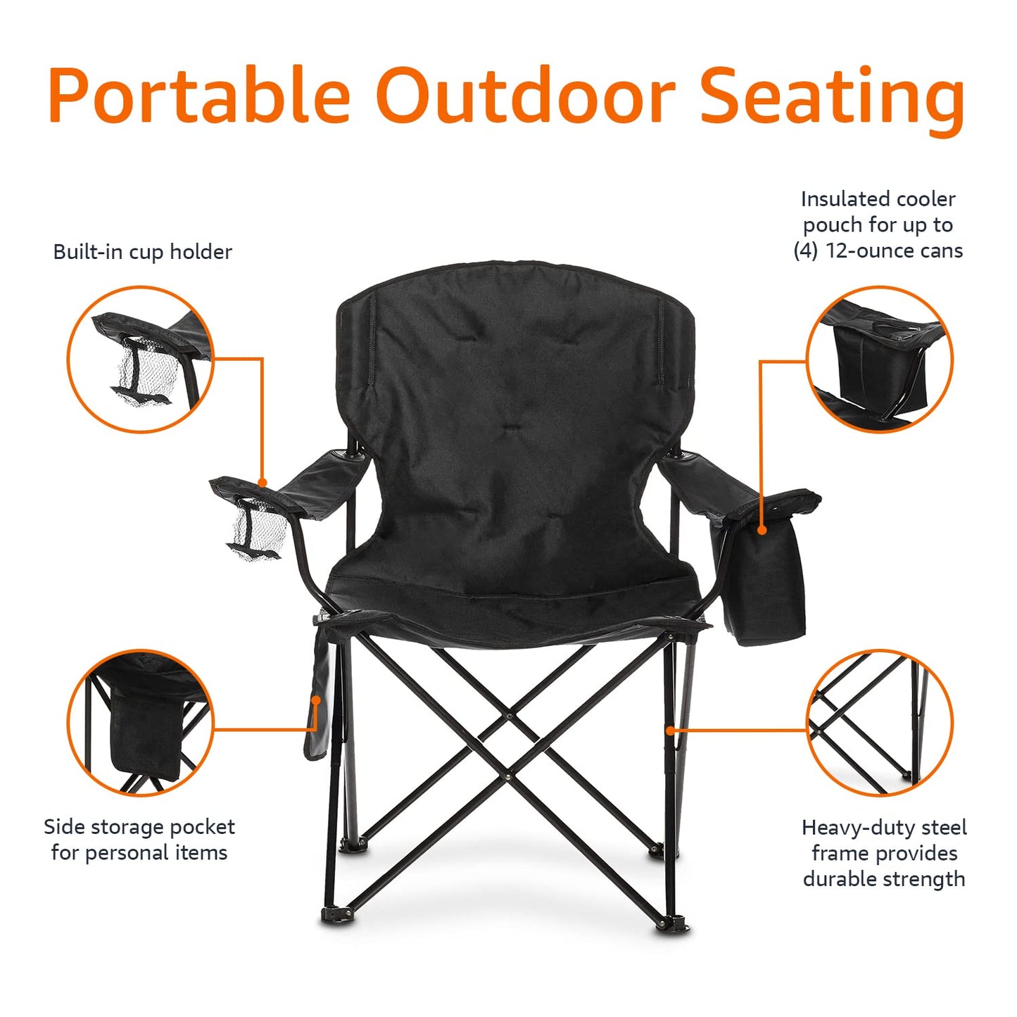 Silla plegable acolchada para acampar
