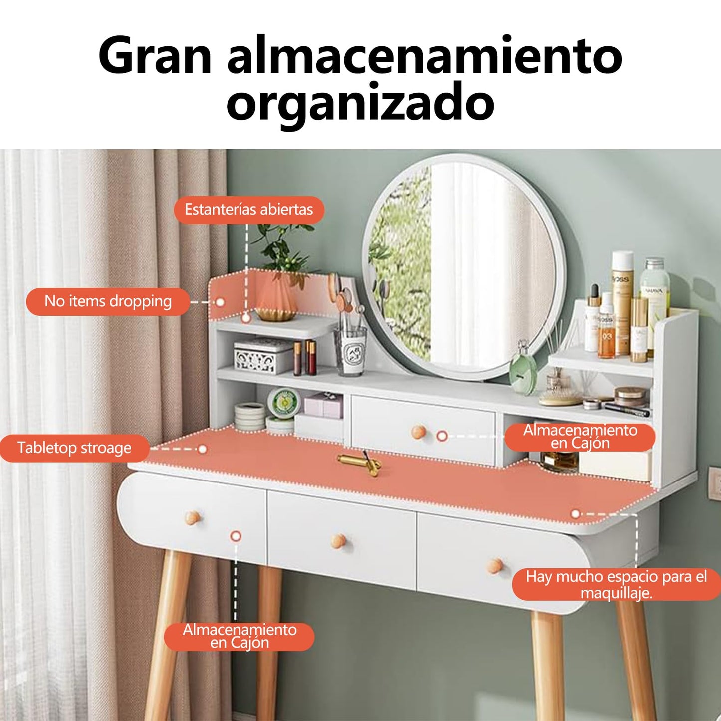 Tocador para Recamara con 4 Cajones