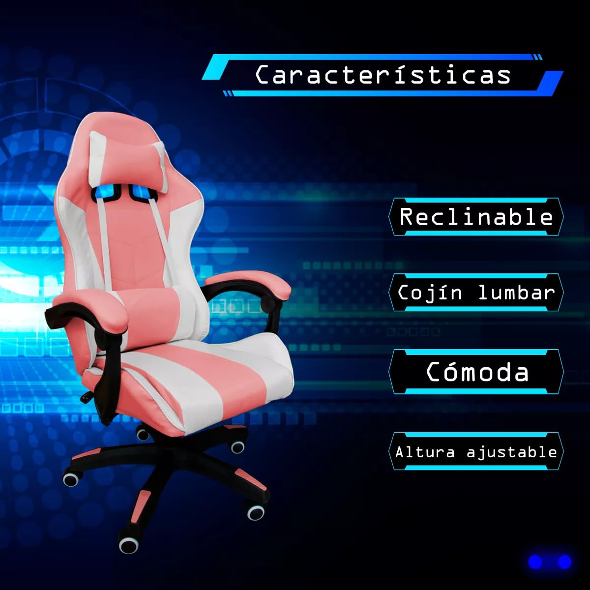 Silla Gamer Rosa - altura ajustable