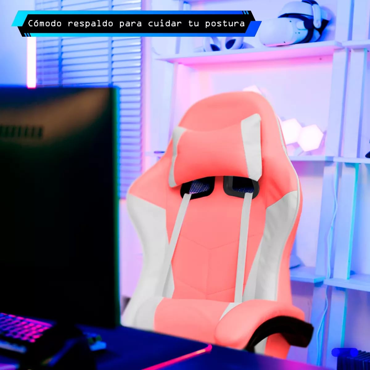 Silla Gamer Rosa - altura ajustable