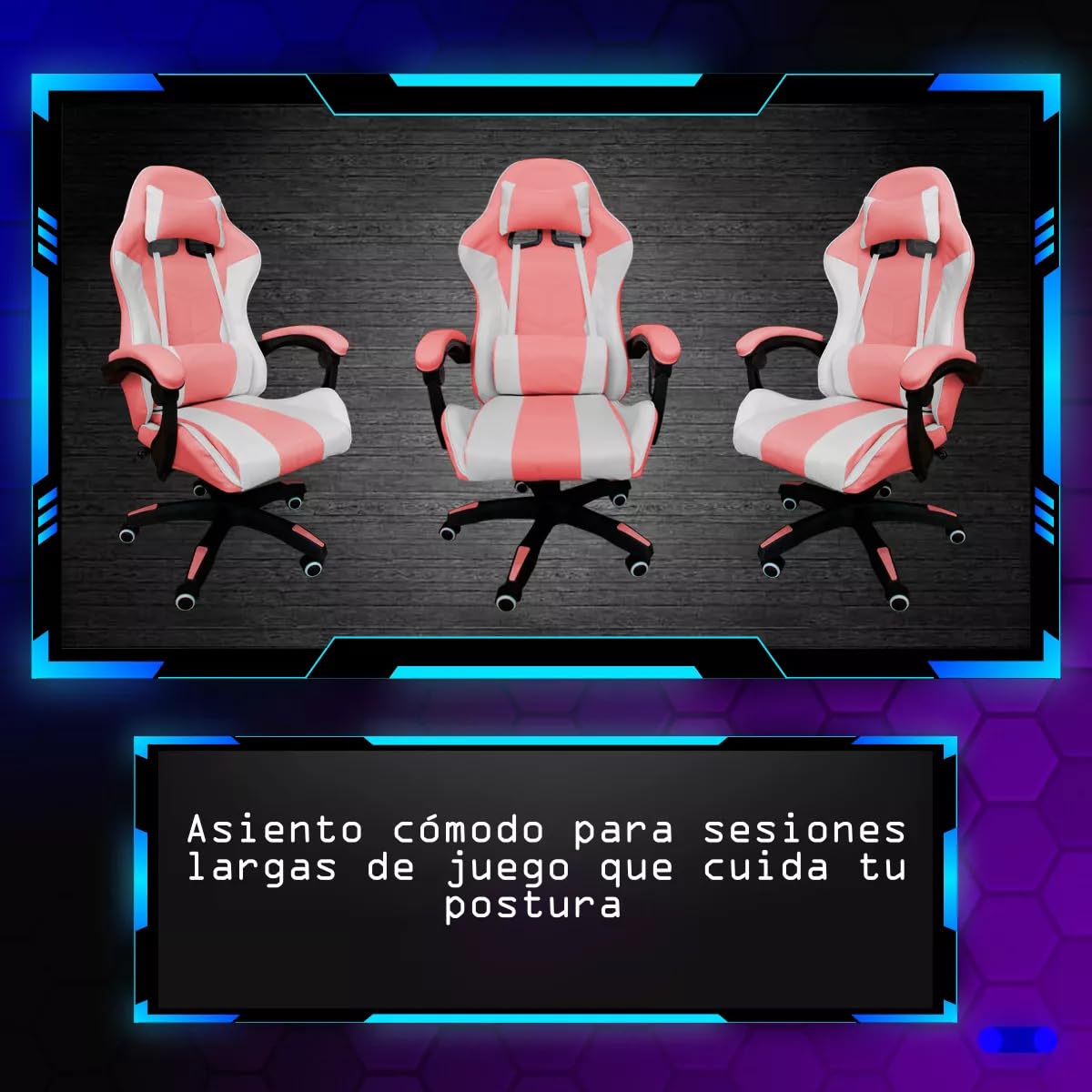 Silla Gamer Rosa - altura ajustable